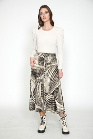 SKIRT ST.9814 GREY ECRU PRINT