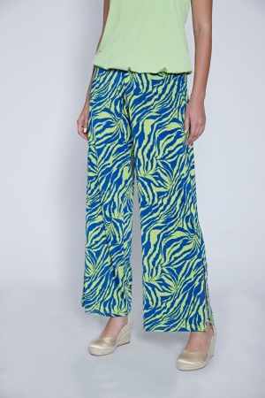 TROUSERS ST. 103 BLUE GREEN FLOW PRINT