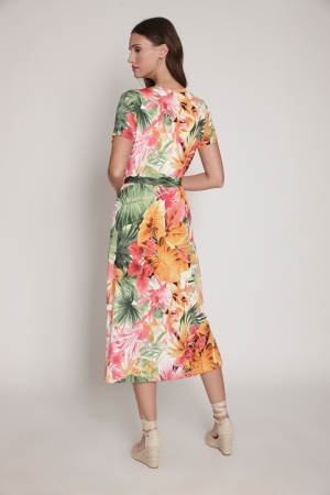 DRESS ST. 1107 FUCHSIA ORANGE PRINT