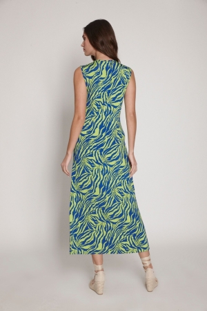 DRESS ST. 1157 BLUE GREEN FLOW PRINT