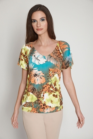SHIRT ST. 1183 LIME PAPAYA PRINT