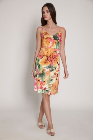 DRESS ST. 1195 FUCHSIA ORANGE PRINT