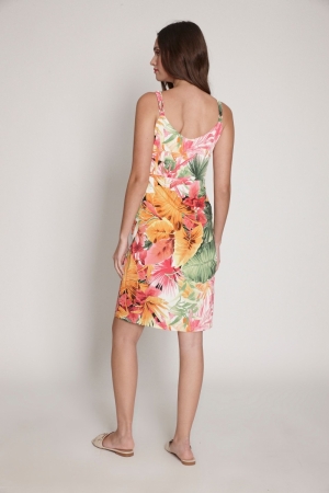 DRESS ST. 1195 FUCHSIA ORANGE PRINT